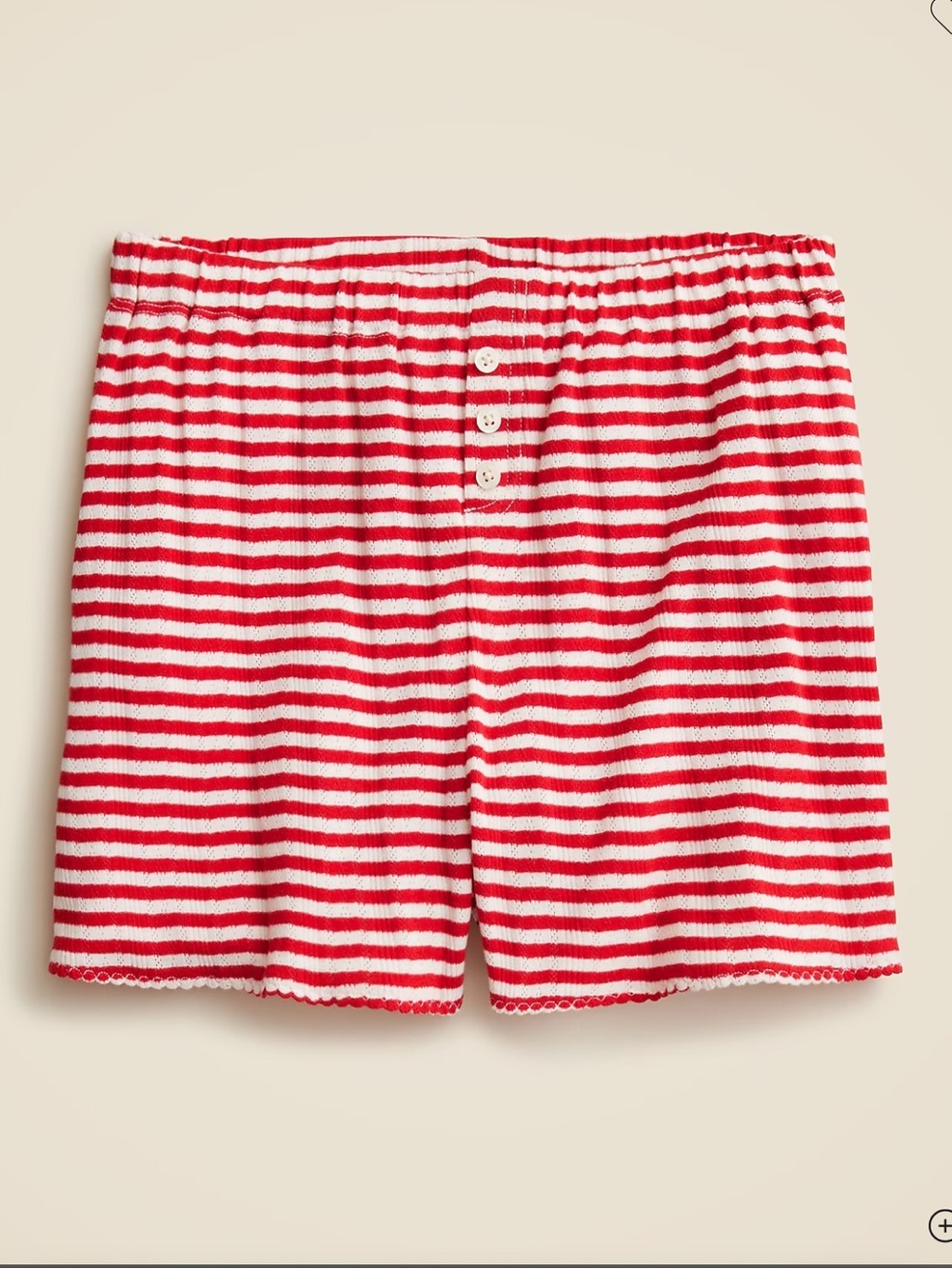 J. Crew Top Rated NWOT Red and White Pointelle Short in Stripe 💯% Cotton